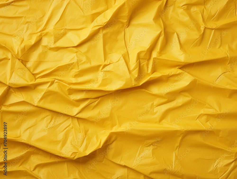 Yellow color crumpled paper texture background - ai generative Yellow color crumpled paper texture background - ai generative