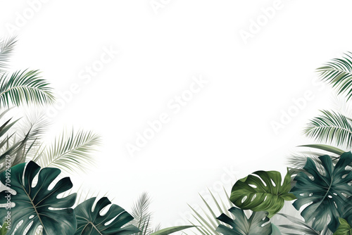 Botanischer Rahmen: Tropische Blätter umrahmen einen neutralen Hintergrund mit natürlicher Eleganz