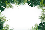 Botanischer Rahmen: Tropische Blätter umrahmen einen neutralen Hintergrund mit natürlicher Eleganz