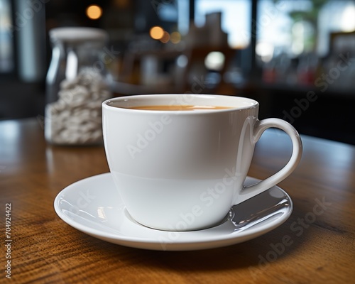 White coffee cup on desk, image of coffee cup