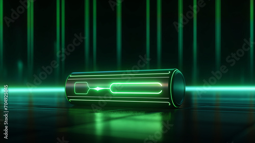 Futuristic technology battery high power electric energy for electric vehicle and mobile devices, digital abstract futuristic high voltage, generated by AI.