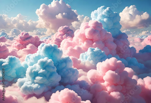 Abstract wallpaper cotton candy clouds-89BRV. Generative AI. 