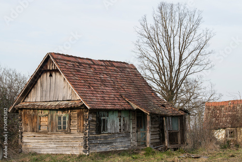 Croatia, April 20,2022 : Very old traditional wooden house. © A1
