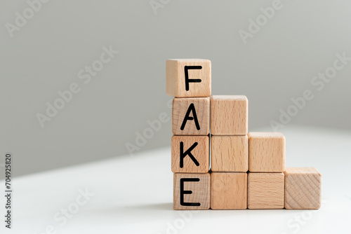 Fake news symbol. Wooden blocks with concept words Fake news on beautiful background from dollar bills. Business media and fake news concept. Copy space.