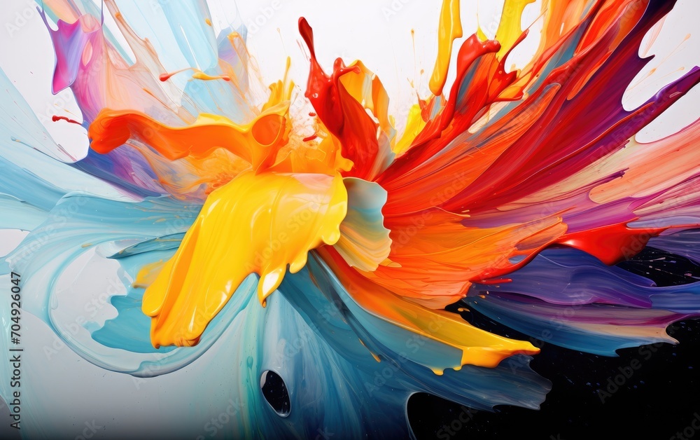 Abstract paint strokes frozen in mid-motion, creating a dynamic burst of color.