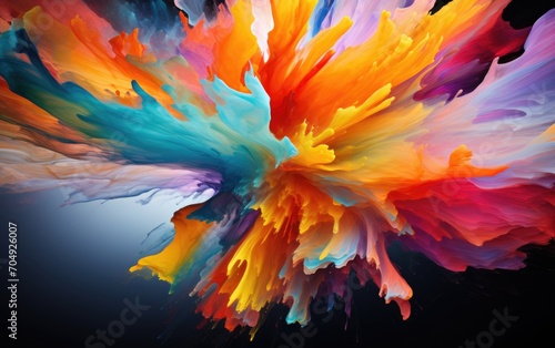 Abstract paint strokes frozen in mid-motion, creating a dynamic burst of color.