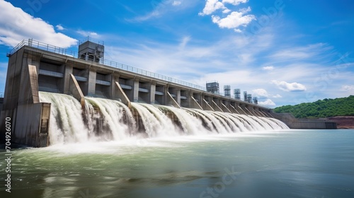 modern dam view .modern power plant dam concept photo