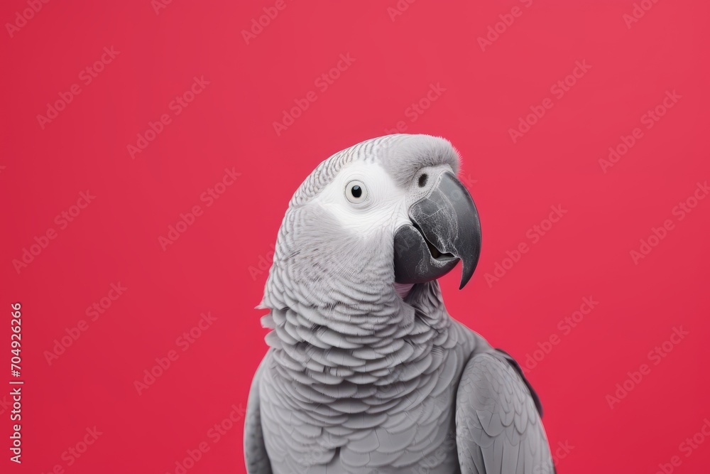 Obraz premium A parrot with a white muzzle and a confident expression is set against a vibrant background.