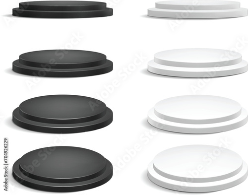 vector ison set collection of white and black podium stands in different directions Free vector photo