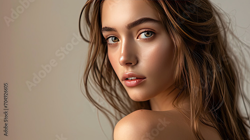 Beautiful young woman portrait. Skin care concept