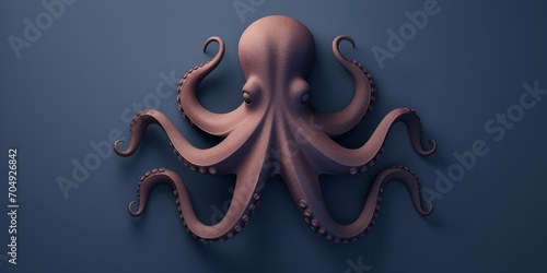 An octopus, possibly anthropomorphic, is seen sitting on a wall, its depth shading visible. photo