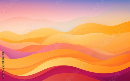 An abstract interpretation of a sunrise or sunset using warm, gradient-filled shapes.