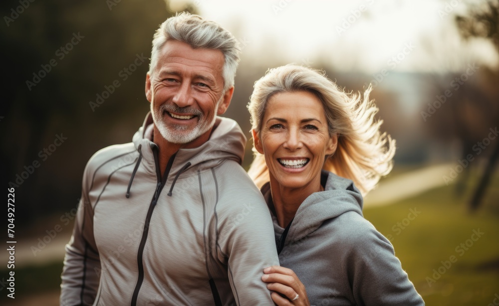 couple, Runners running in the park couple, Runners running in the park