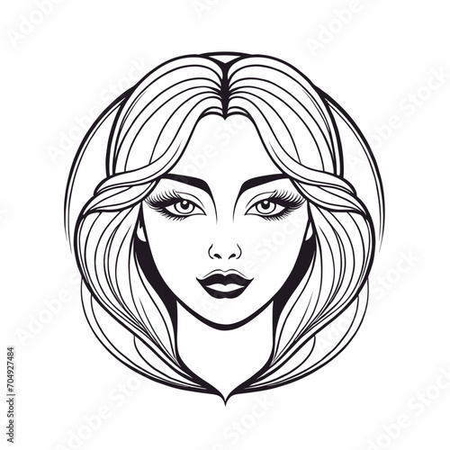 Portrait of a woman, drawing in black and white