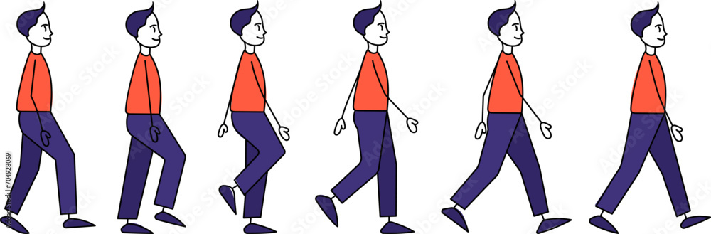 man walking, in different poses, simple figurine, vector man walking, in different poses, simple figurine, vector