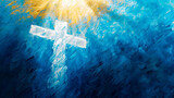 Painting of a Christian cross. Catholic Holy Week concept. Easter