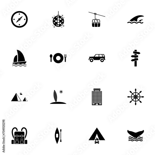 Vacation icon - Expand to any size - Change to any colour. Perfect Flat Vector Contains such Icons as boat, sail, surf, yacht, windsurf, compass, vacation, cruise, travel, tent, beach, camping, sea