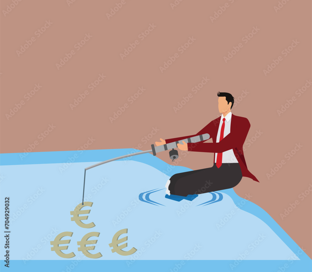 Catching, Euro Symbol, European Union Currency, Commercial Fishing Net, Businessman