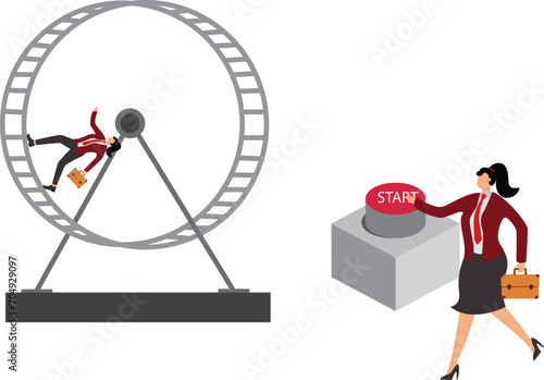 Exercise Wheel, Treadmill,Exhaustion,People,Rat, Businesswoman
