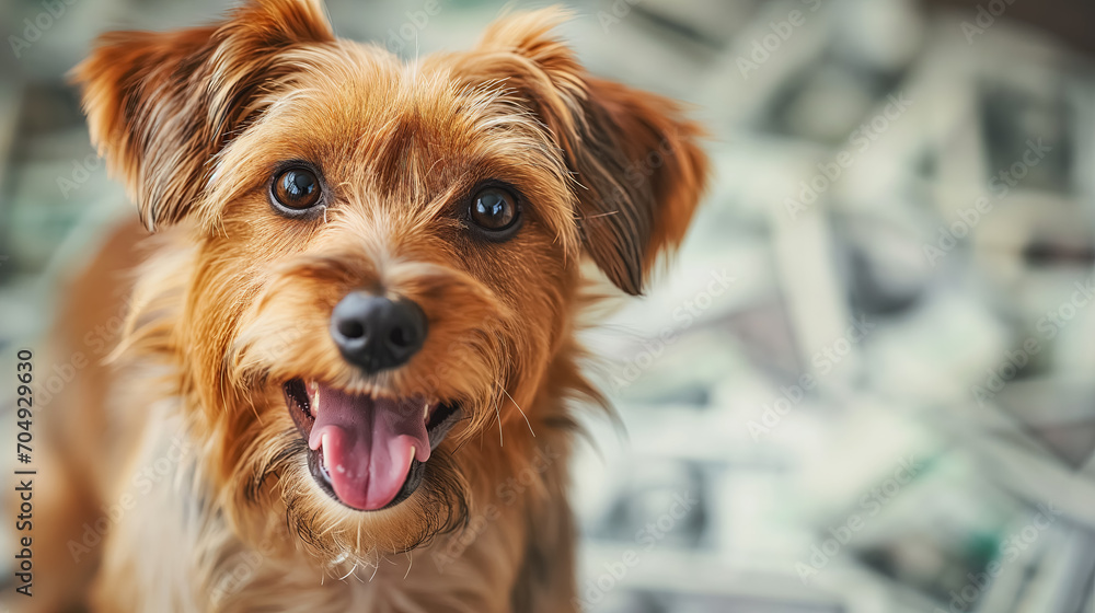 Cheerful dog with a playful gaze. Cheerful dog with a playful gaze.