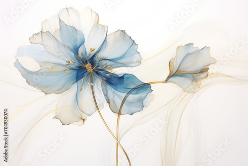  a close up of a flower on a white background with a blurry image of a flower in the background.