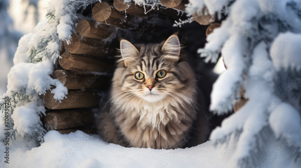 Cat winter Christmas