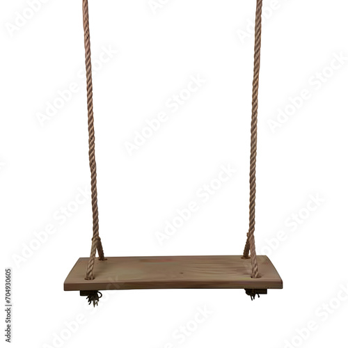 wooden swing isolated on transparent background