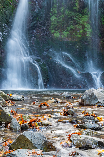 picturesque landscapes with autumn colors and changing leaves of the trees waterfalls