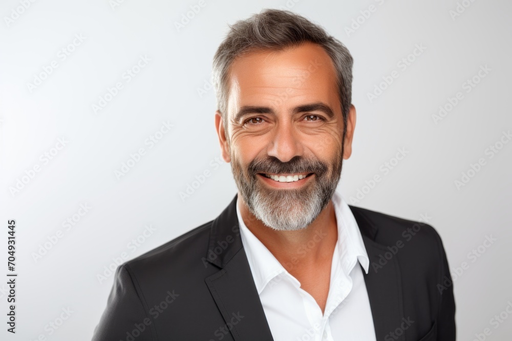 Portrait of a handsome mature man with gray hair and beard. Portrait of a handsome mature man with gray hair and beard.