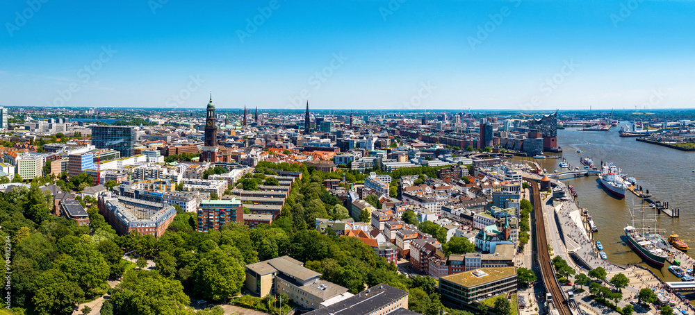 Hamburg Skyline during summer