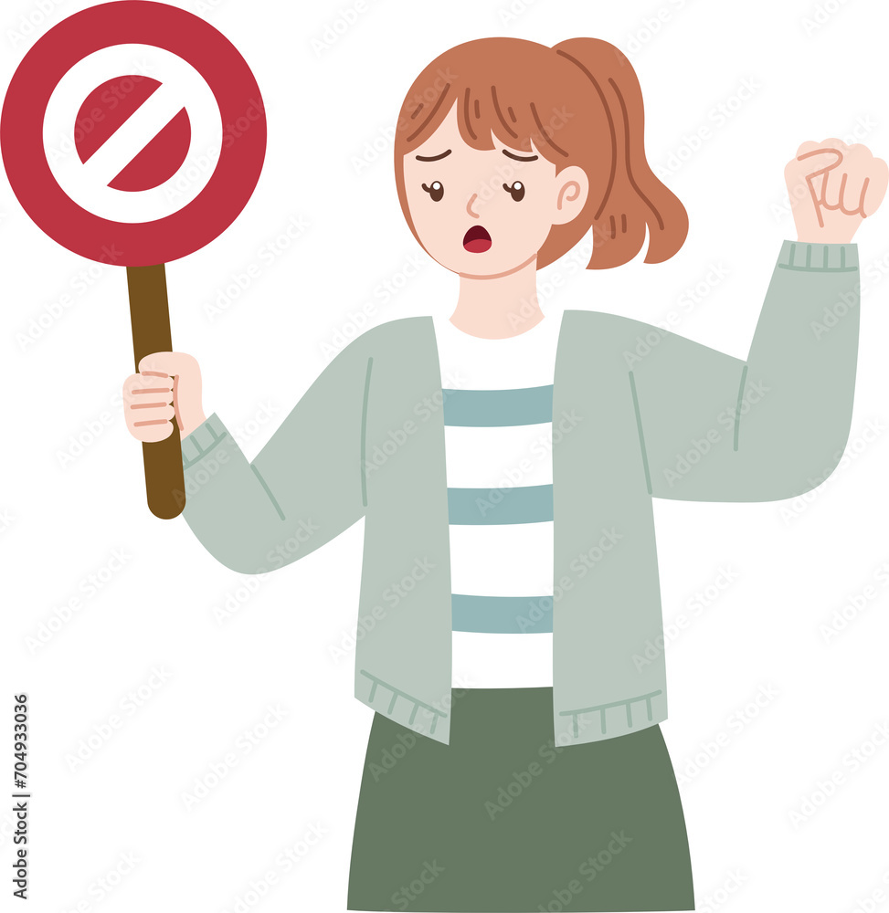 woman protester holding reject sign woman protester holding reject sign