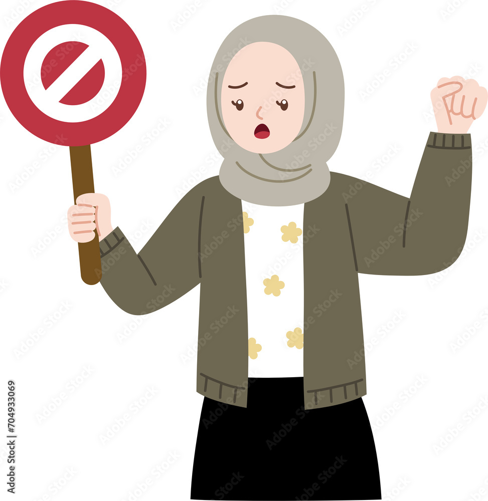 woman protester holding reject sign woman protester holding reject sign