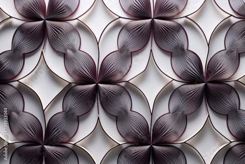  a close up of a wall with a pattern made of circles and flowers on it's side, with a white background.