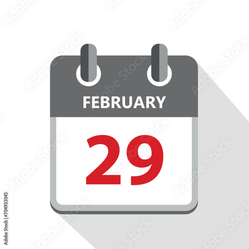 29 february in the leap year calendar isolated on white background vector illustration EPS10 photo