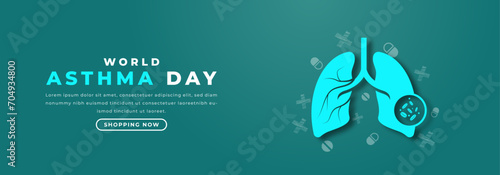 World Asthma Day Paper cut style Vector Design Illustration for Background, Poster, Banner, Advertising, Greeting Card