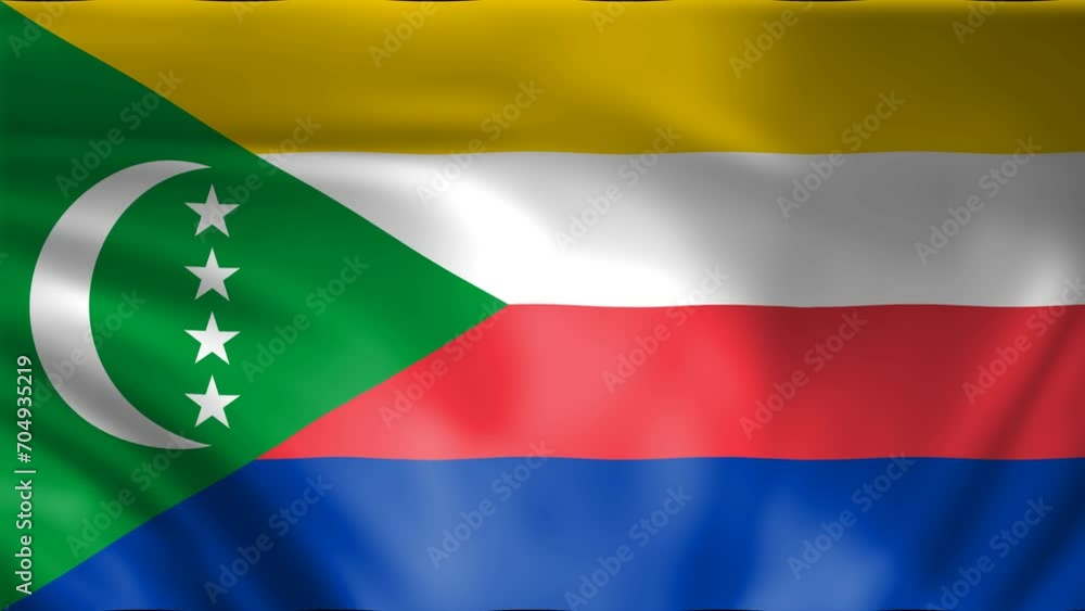 Animation Waving Flag. Flag of Comoros waving. 4K Ultra HD 3840x2160. Country Flag Looping Animation Waving Flag. Flag of Comoros waving. 4K Ultra HD 3840x2160. Country Flag Looping