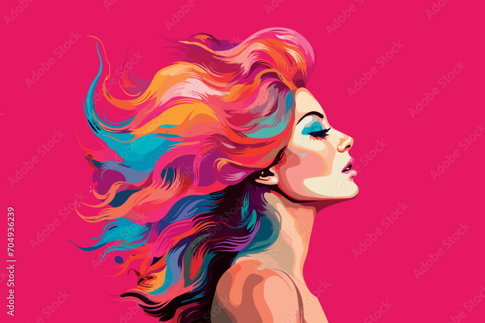 passionate beautiful woman colorful vector illustration