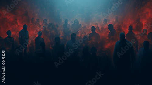 Crowd of abstract silhouettes