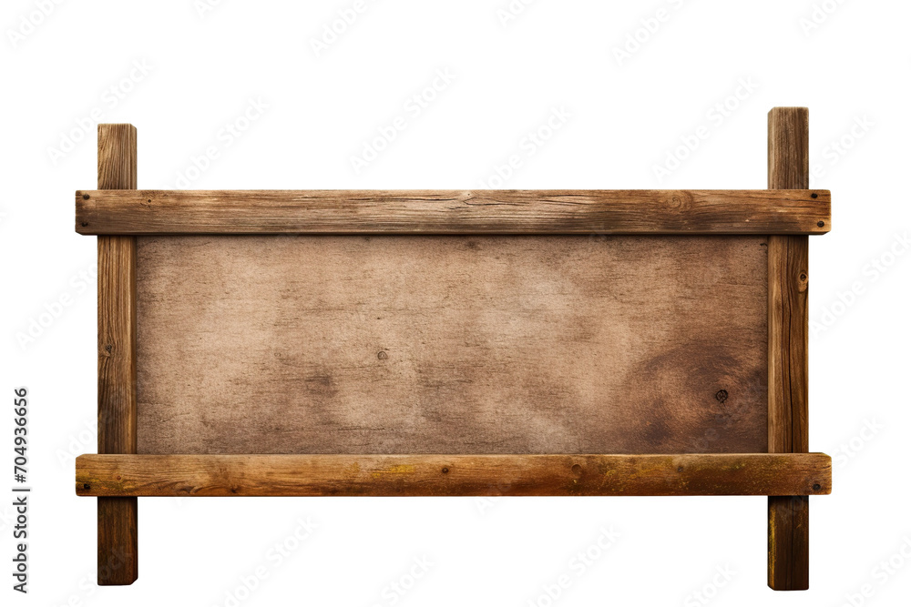 blank wooden rustic sign post board isolated on white PNG