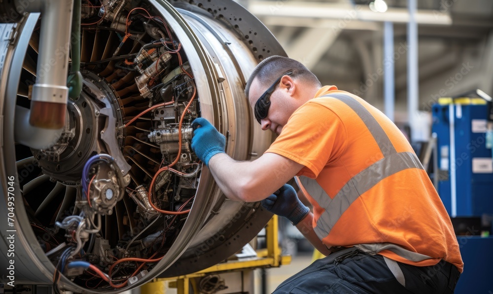 Jet Engine Maintenance: Skilled Technician Ensuring Optimal Performance of Aircraft
