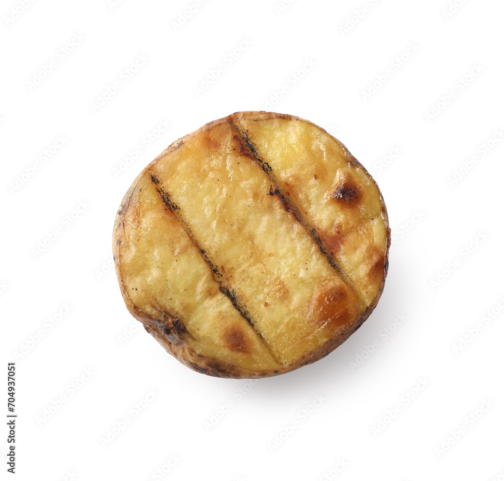 Cut tasty grilled potato isolated on white, top view Cut tasty grilled potato isolated on white, top view