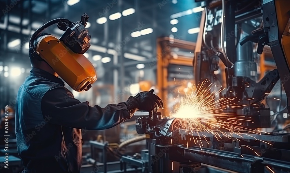 Welding Sparks Flying as Skilled Welder Works on Metal Fabrication Welding Sparks Flying as Skilled Welder Works on Metal Fabrication