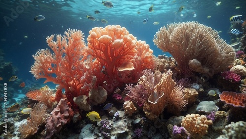 reef corals in the ocean, fish