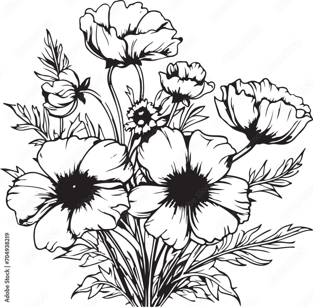 hand drawn sketch of floral art hand drawn sketch of floral art