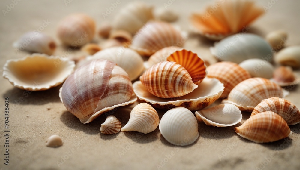 seashells on sand background