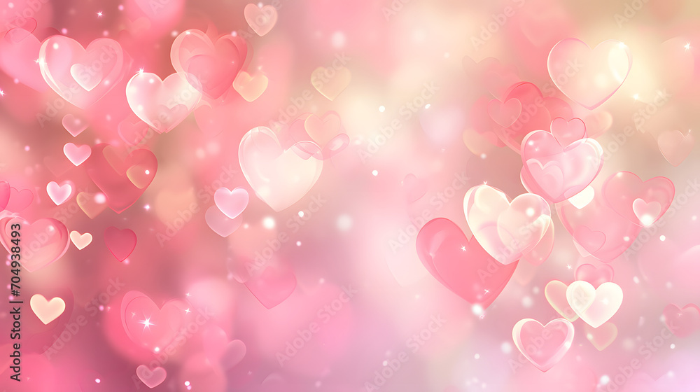 bokeh heart background for valentine's day, soft pastel color