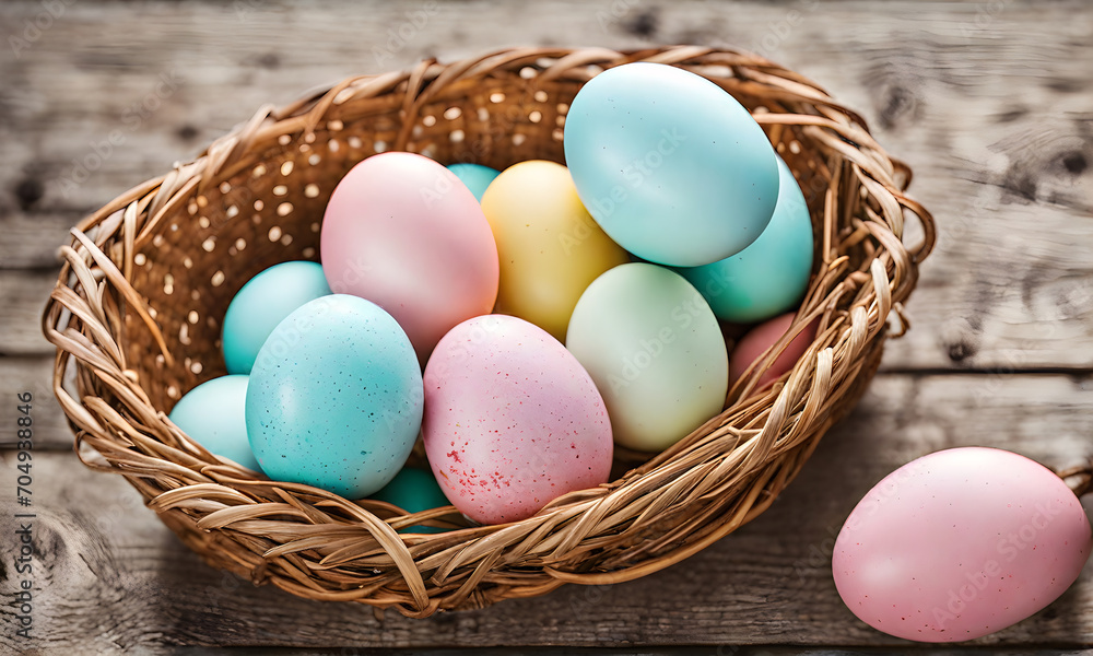 Easter elegance: Still life with vibrant eggs Easter elegance: Still life with vibrant eggs
