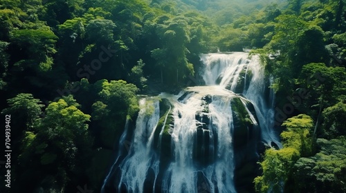 background of a beautiful waterfall in a tropical forest