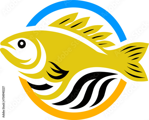 Simple fish logo with gold colors