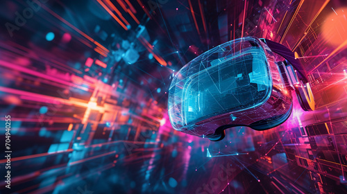 Virtual Reality Concept with Abstract Elements An abstract background depicting elements of virtual reality, with ample space for copy Perfect for VR product ads, gaming event promotions